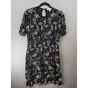 MICHAEL KORS Women's Size 6 Dress Black with White Flower Sequins Slip Lined EUC